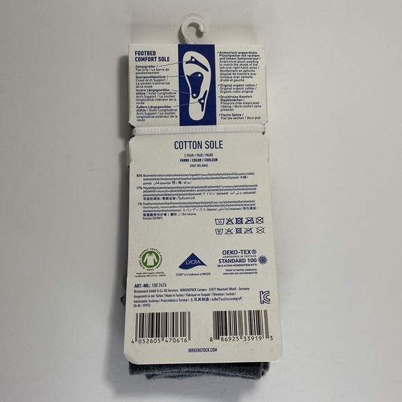 NWT Birkenstock women sneaker ankle socks in gray color size us L8-L10 2 pair - Picture 2 of 3